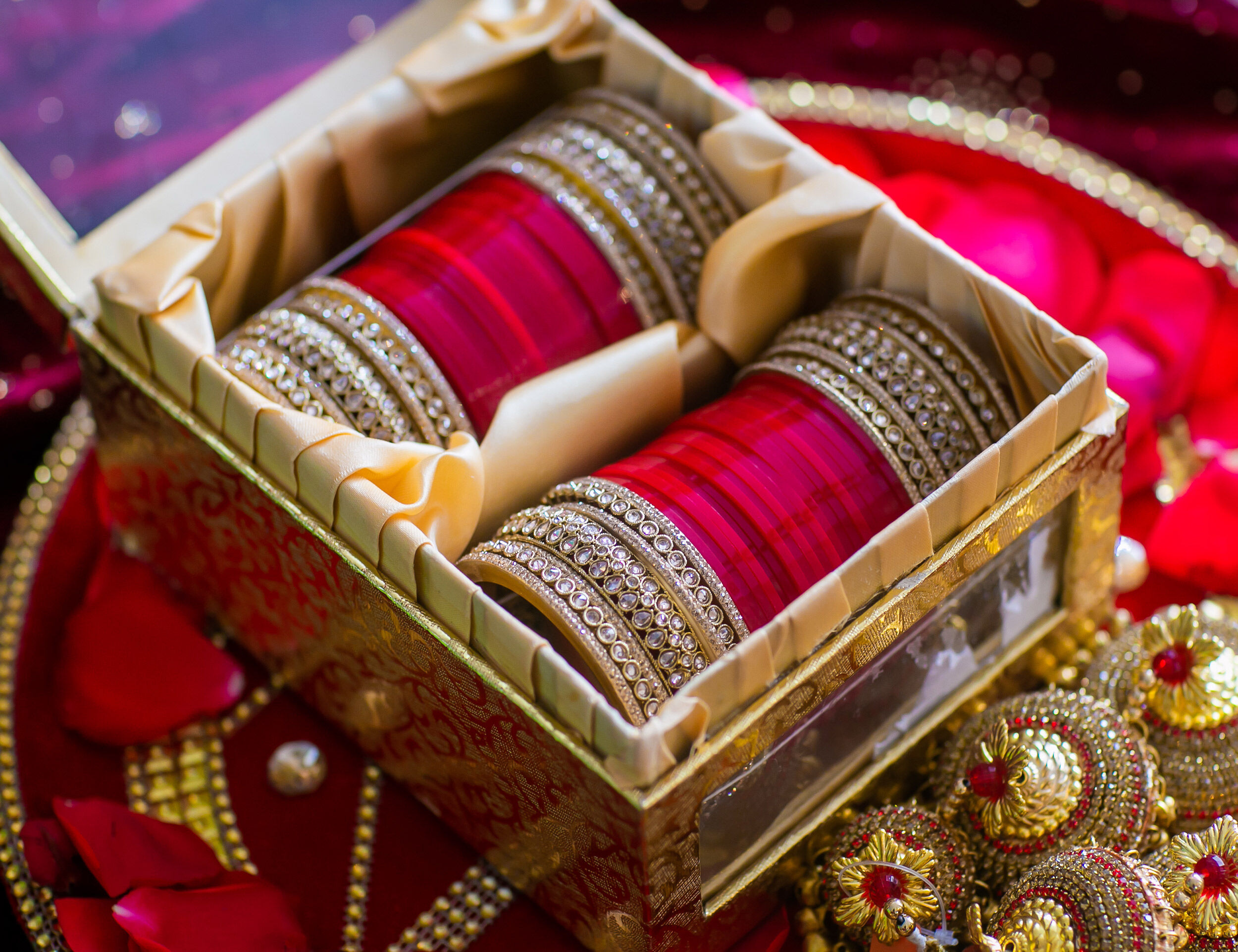 A beautiful set of wedding bangles in a gift box